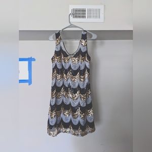 Black white and gold sequin party dress size s/ GUC